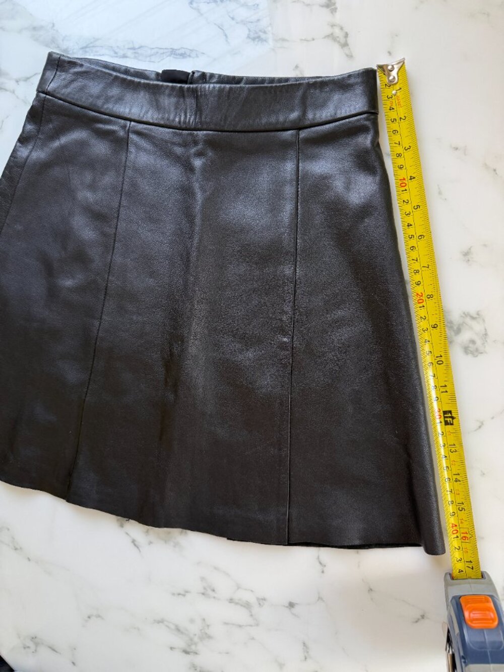 ALL SAINTS 100% Leather Sens Mini Skirt A Line Zip Up Moto Rocker Glam US 2 - Picture 9 of 9